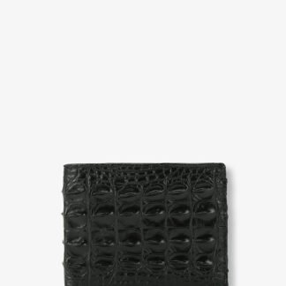 Bifold Black Wallet In Alligator Hornback Leather