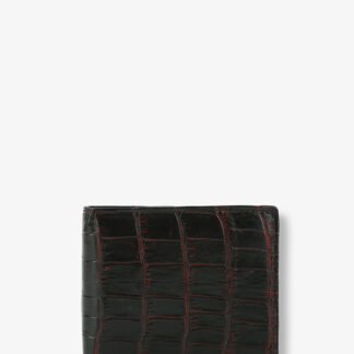 Bifold Black Wallet In Alligator Leather