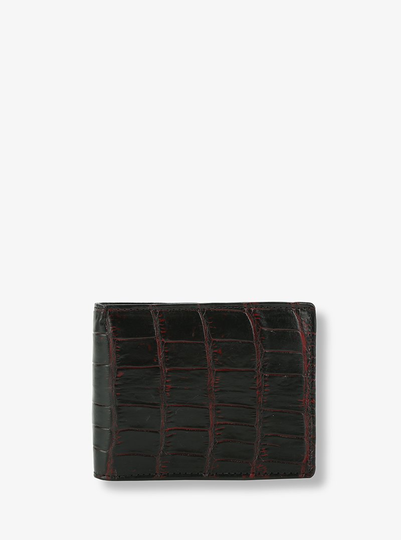 Bifold Black Wallet In Alligator Leather