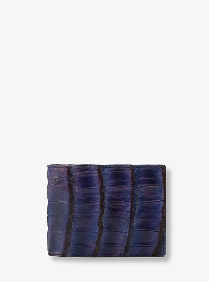 Bifold Black Wallet In Alligator Leather