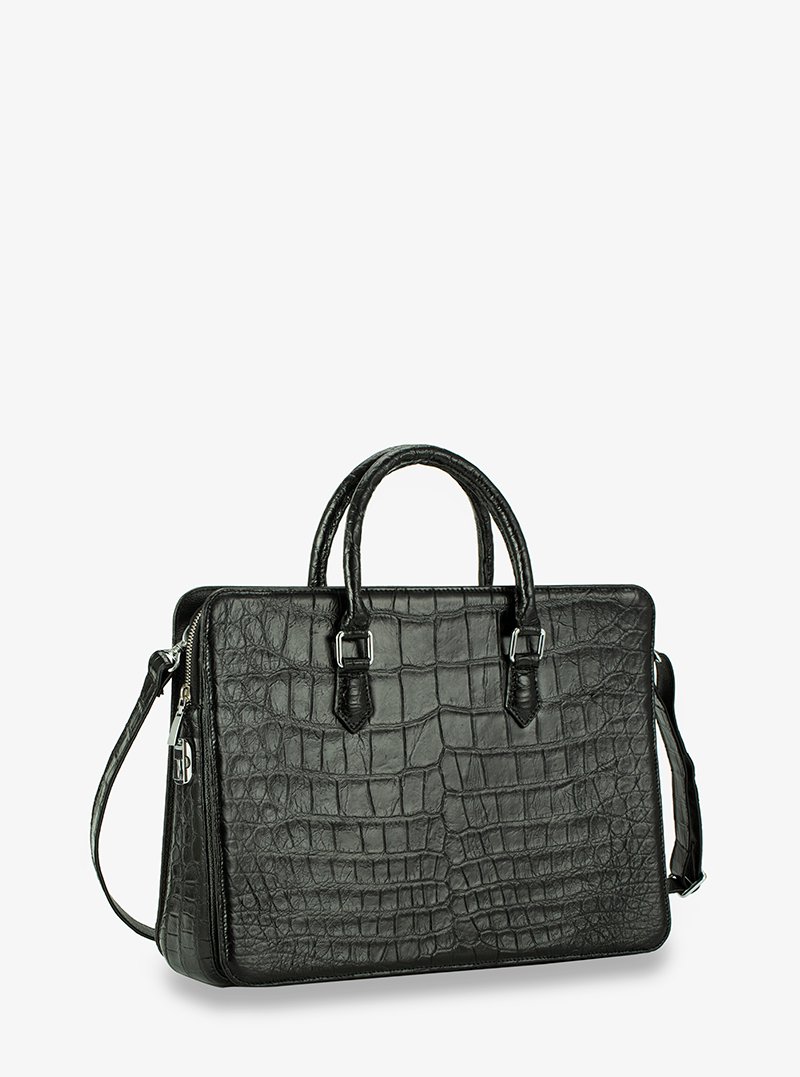 Briefcase In Black Alligator Leather