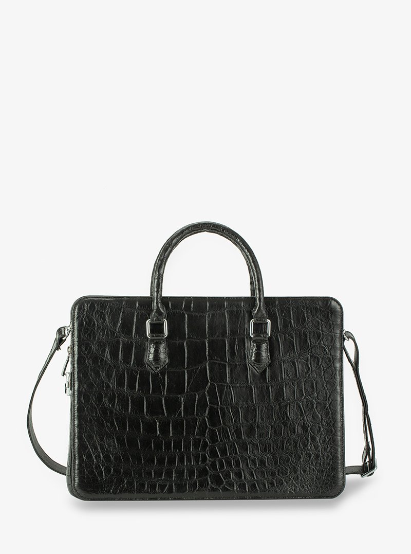 Alohaleather Briefcase In Black Alligator Leather - Image 2