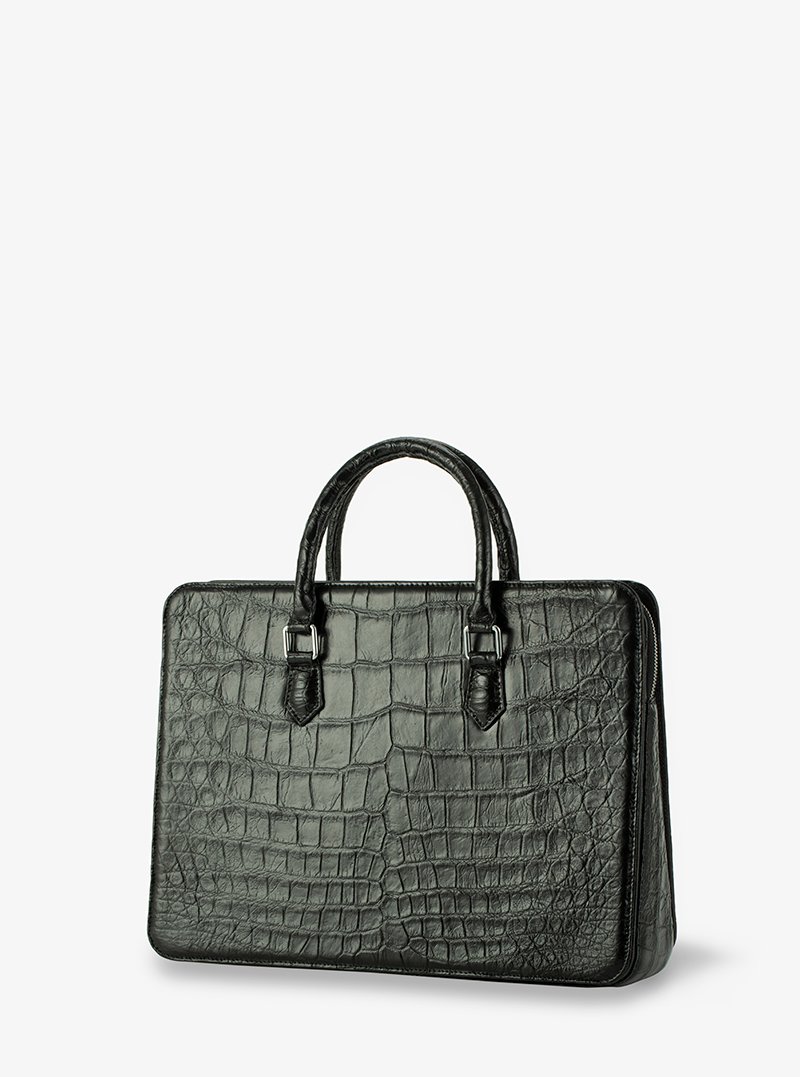 Alohaleather Briefcase In Black Alligator Leather - Image 3