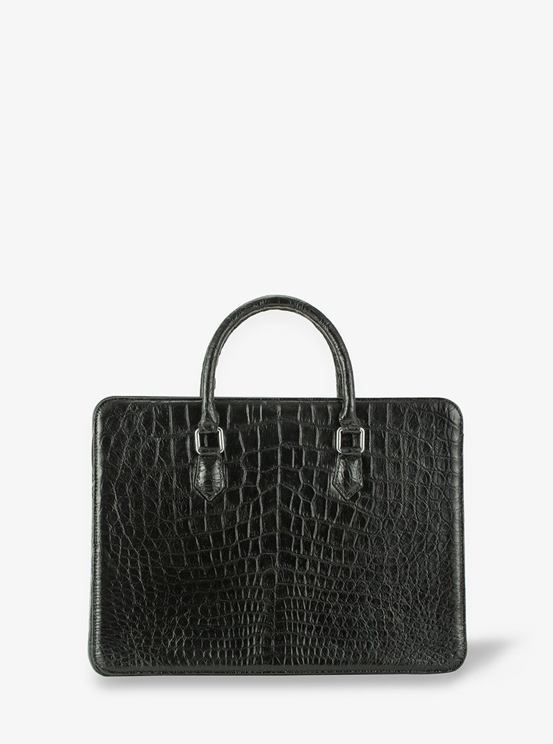Alohaleather Briefcase In Black Alligator Leather - Image 4