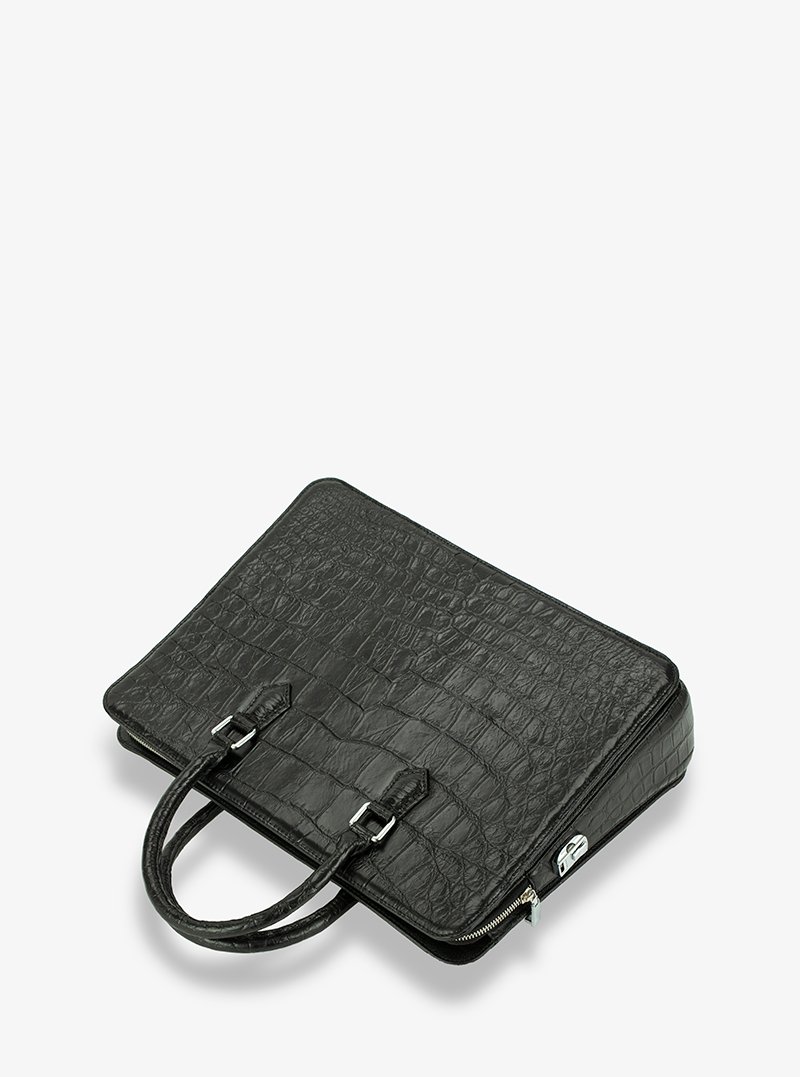 Alohaleather Briefcase In Black Alligator Leather - Image 6
