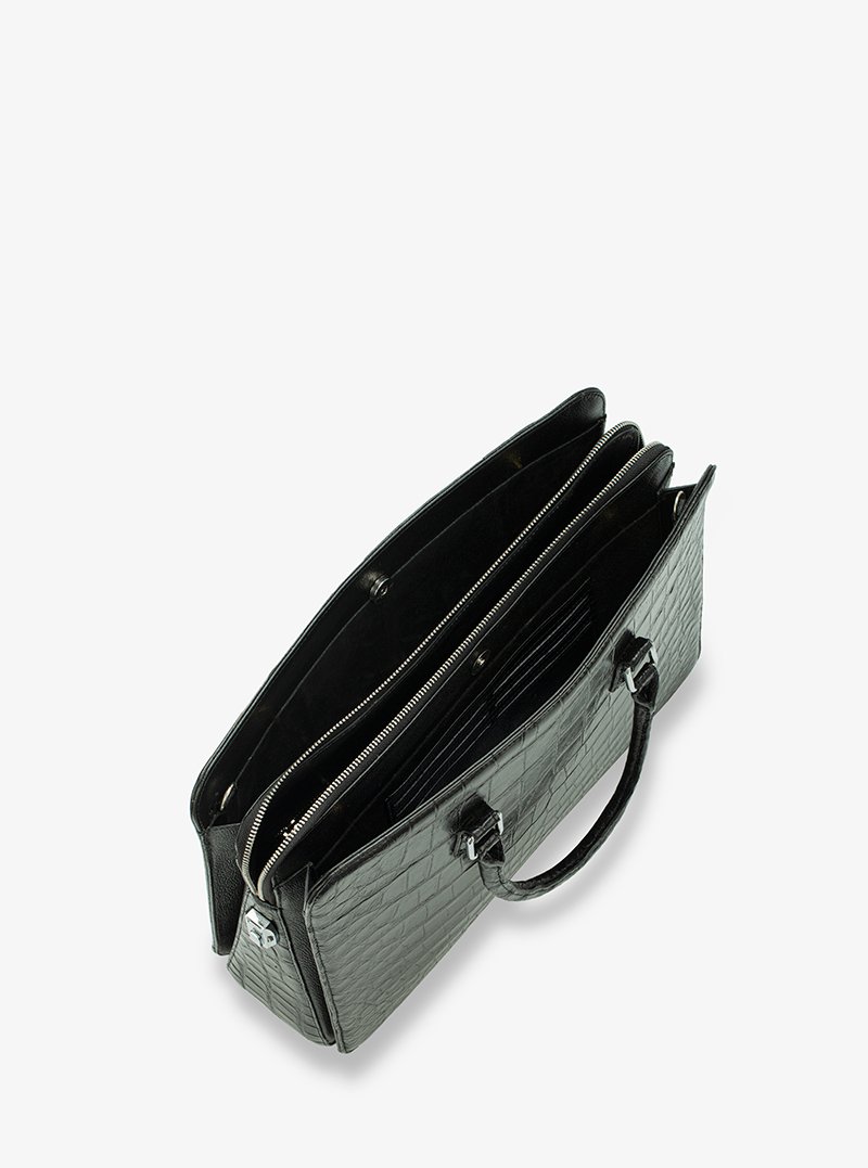 Alohaleather Briefcase In Black Alligator Leather - Image 7