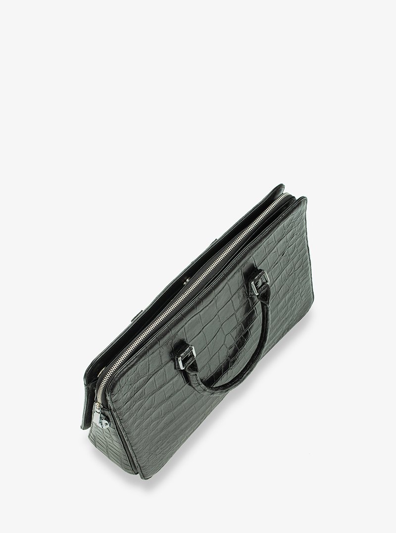 Alohaleather Briefcase In Black Alligator Leather - Image 8