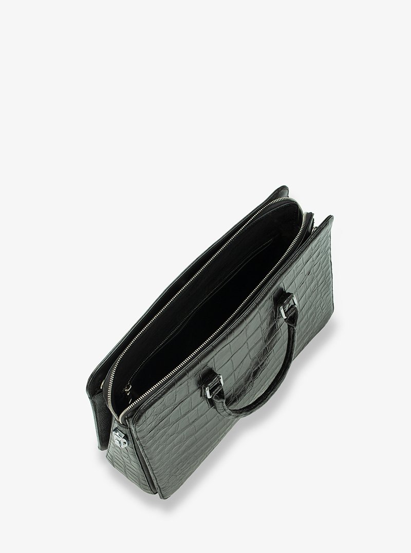 Alohaleather Briefcase In Black Alligator Leather - Image 9