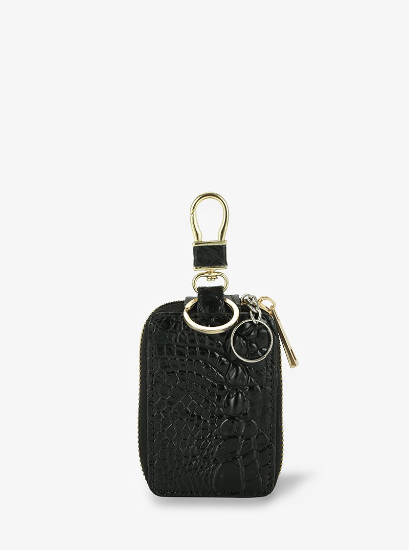 Key Chain Wallet in Black Alligator Leather