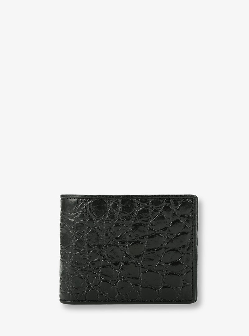 Alohaleather Bifold Black Wallet In Alligator Leather