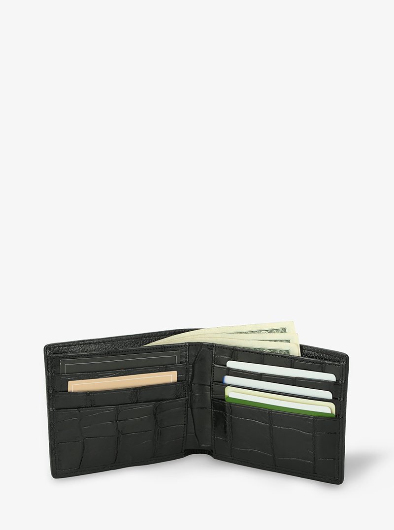 Alohaleather Bifold Black Wallet In Alligator Leather - Image 3