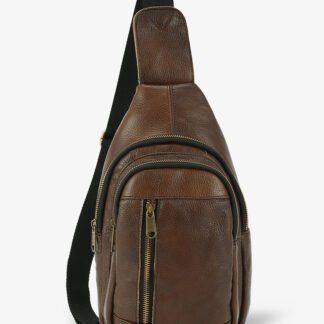 Mini Cross Body Cling Bag in Brown Genuine Leather