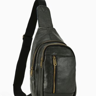 Mini Cross Body Cling Bag In Black Genuine Leather