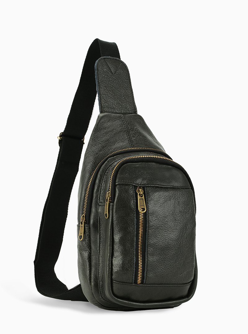 Mini Cross Body Cling Bag In Black Genuine Leather