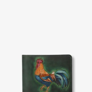 Handmade Wallet With Hawaii Rooster Carved On Premium Leather