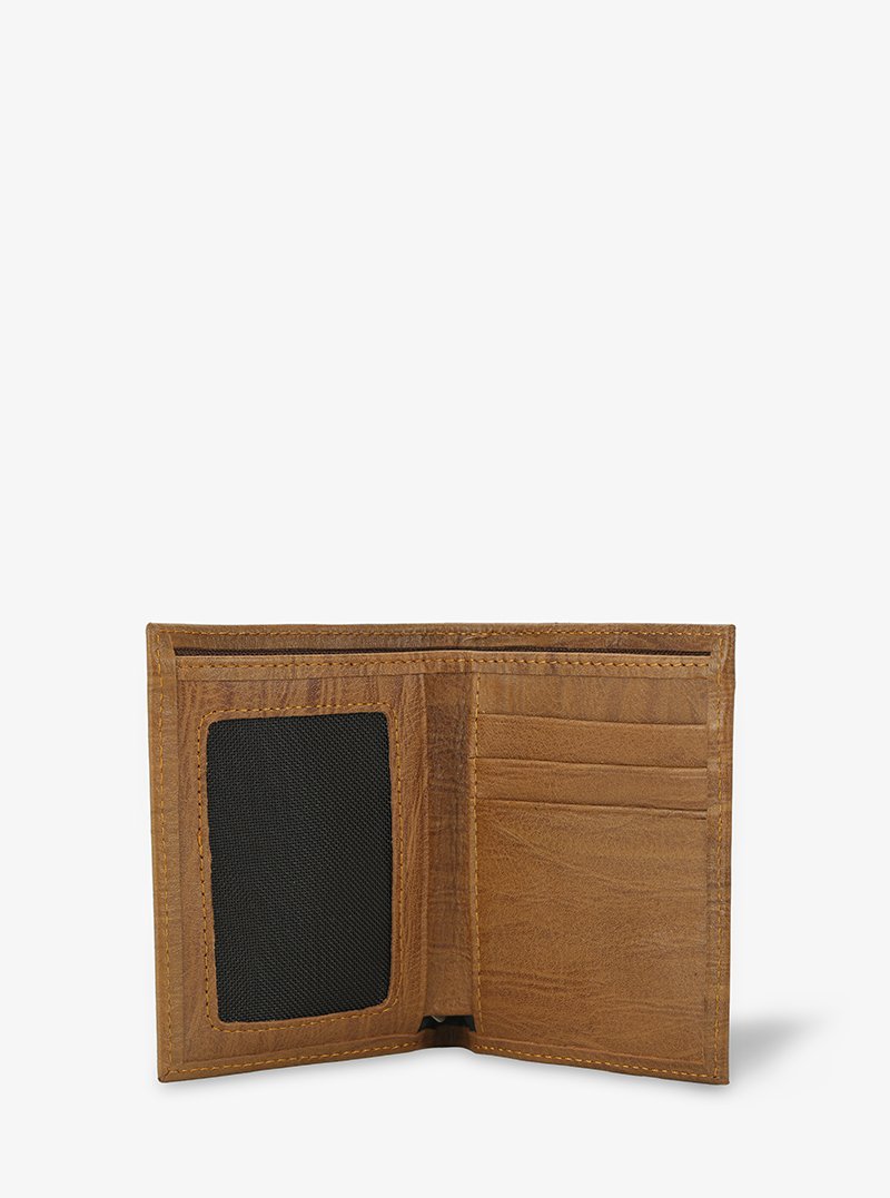 Alohaleather Bifold Mini Stand Wallet in Yellow Wood Pattern Leather - Image 3