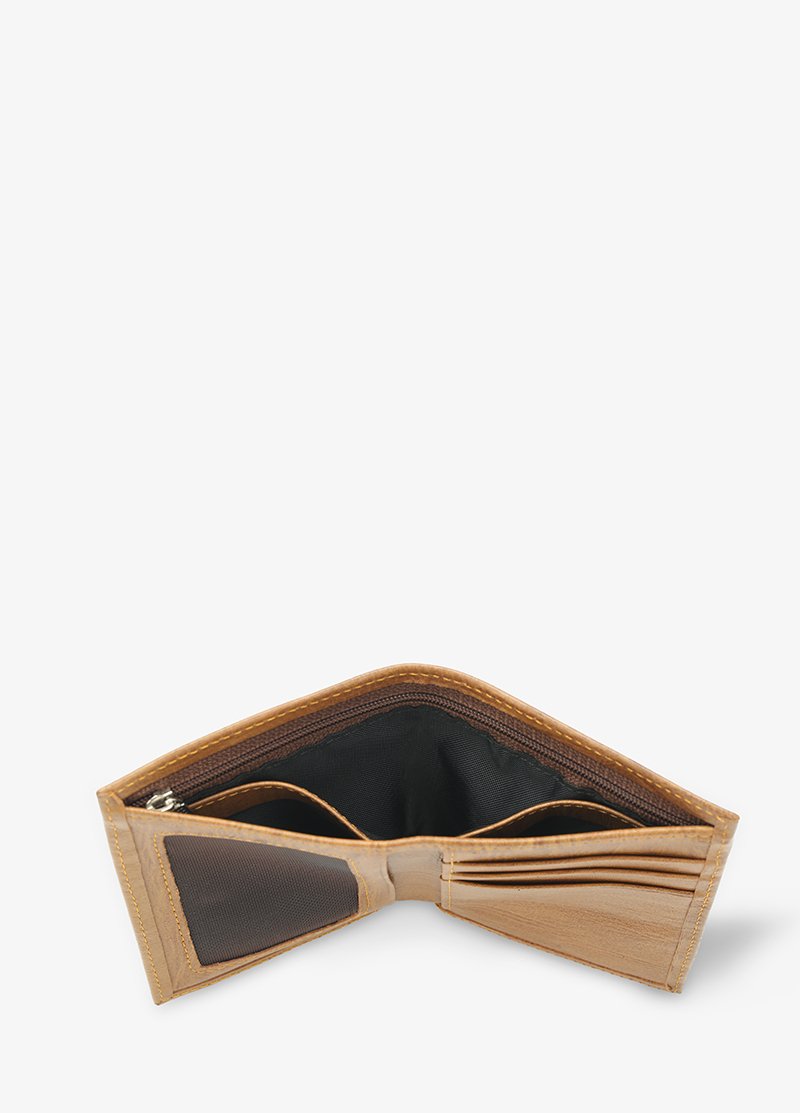 Alohaleather Bifold Mini Stand Wallet in Yellow Wood Pattern Leather - Image 4