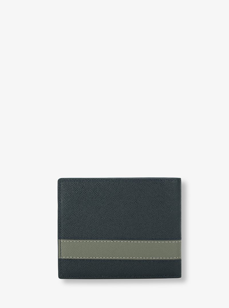 Alohaleather Bifold Wallet In Dark Blue Gray Taiga With Stripe - Image 2