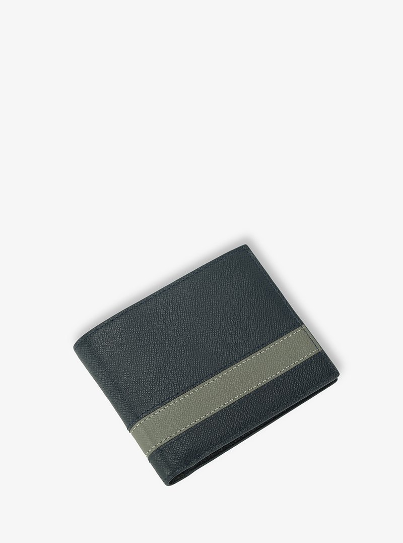 Alohaleather Bifold Wallet In Dark Blue Gray Taiga With Stripe - Image 3
