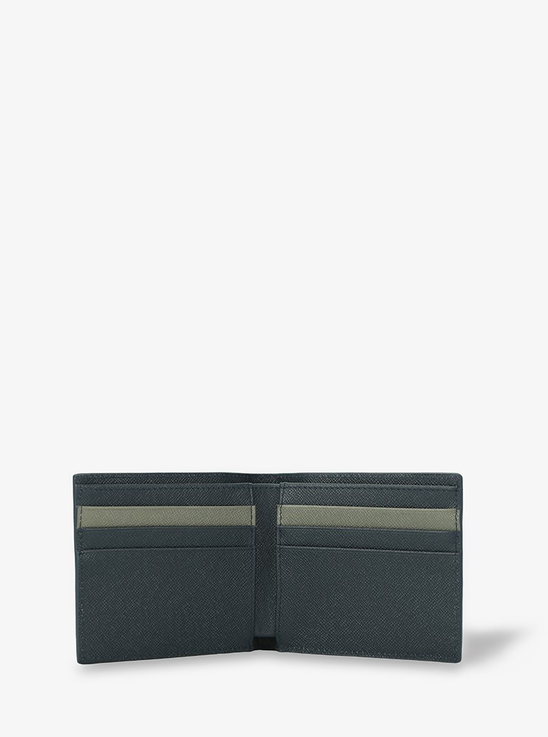 Alohaleather Bifold Wallet In Dark Blue Gray Taiga With Stripe - Image 4