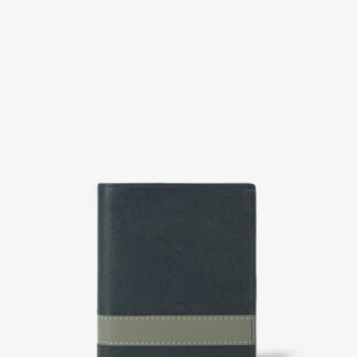 Bifold Stand Wallet In Dark Green AlohaLeather Taiga With Stripe