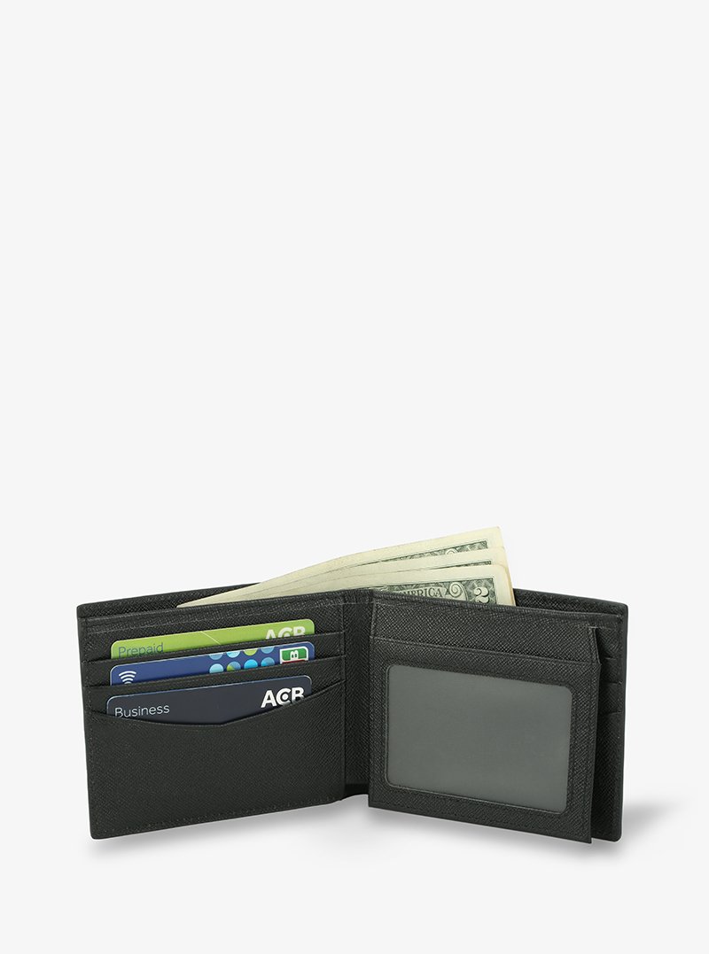 Alohaleather Bifold Wallet In Black Gray Taiga Leather - Image 5