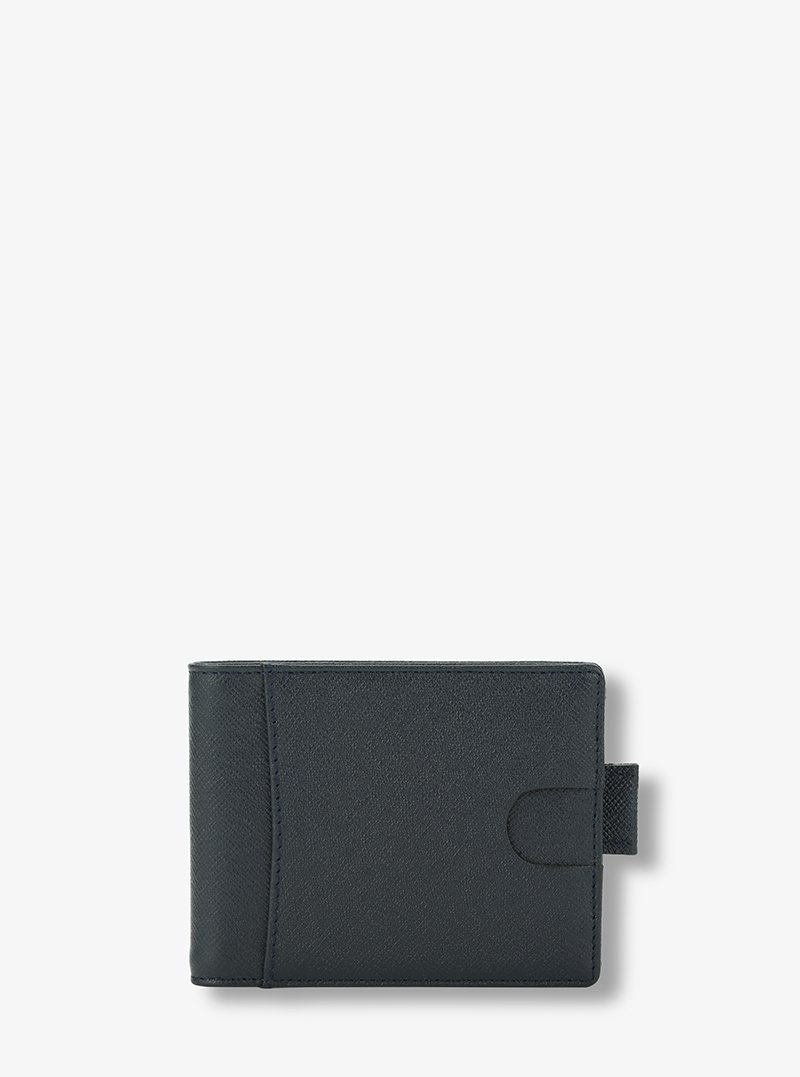 Bifold Wallet In Blue Black Taiga Leather