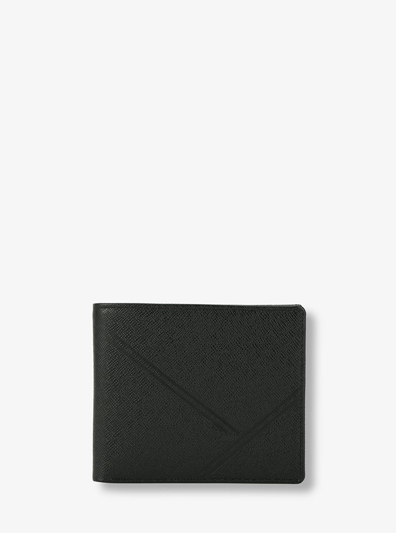 Bifold Wallet In Black AlohaLeather Taiga Y Stripe