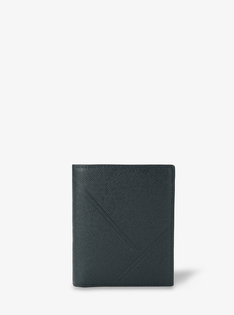 Bifold Stand Wallet In AlohaLeather Black Blue Taiga Y Stripe