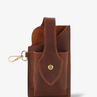 Mini Belt Wallet In Vintage Dark Brown Genuine Leather