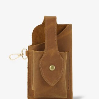 Mini Belt Wallet In Vintage Brown Genuine Leather