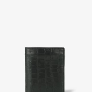 Alohaleather Bifold Stand Wallet In Black Alligator Pattern Leather
