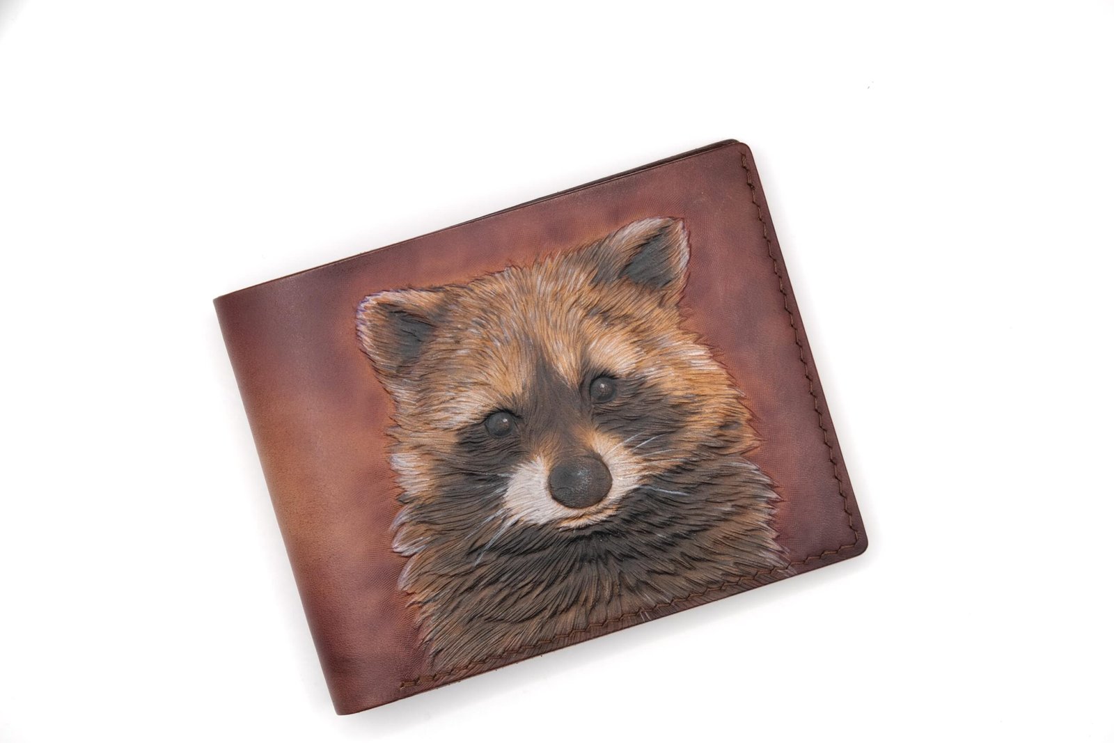 Alohaleather Raccoon wallet | hand carved wallet | wallet for man | wallet for woman | unique wallet - Image 3