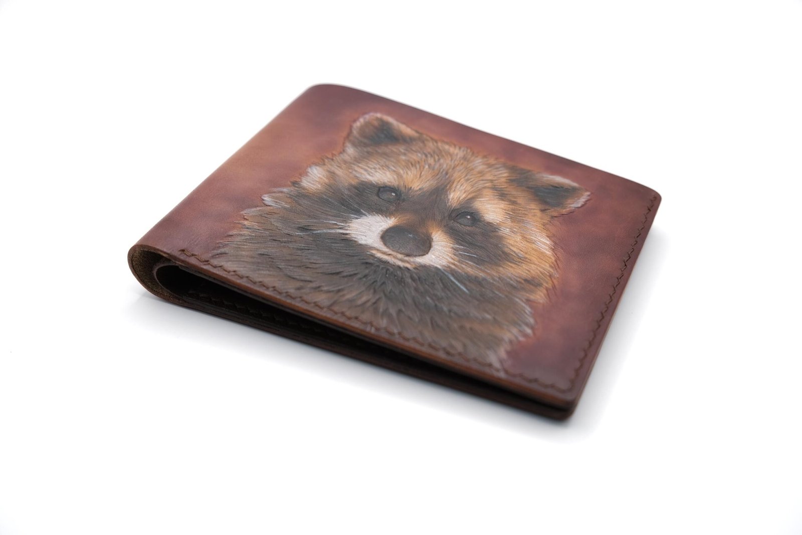 Alohaleather Raccoon wallet | hand carved wallet | wallet for man | wallet for woman | unique wallet - Image 2