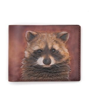 Alohaleather Raccoon wallet | hand carved wallet | wallet for man | wallet for woman | unique wallet
