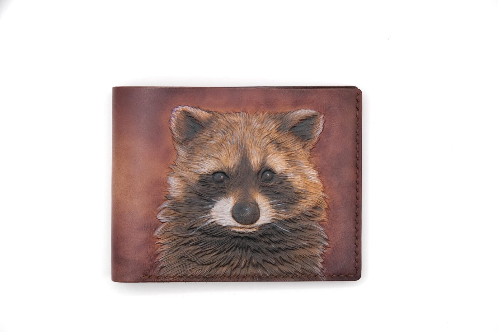 Alohaleather Raccoon wallet | hand carved wallet | wallet for man | wallet for woman | unique wallet