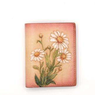 Daisy Flower Hand-Carved Leather Wallet – Handmade Floral Wallet, Nature-Inspired Gift, Elegant Botanical Art, Alohaleather