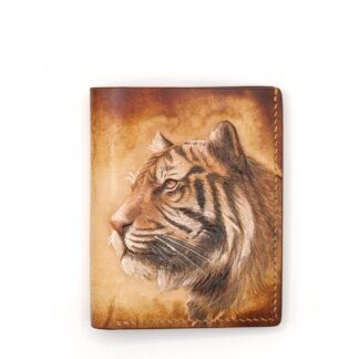Tiger Hand-Carved Leather Wallet – Handmade Wildlife Art, Powerful Jungle Predator Design, Unique Gift for Him, Alohaleather