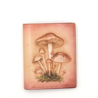 Alohaleather Mushroom Forest Hand-Carved Leather Wallet – Woodland Fungi, Mycology Gift, Handmade Nature-Inspired Leather Accessory