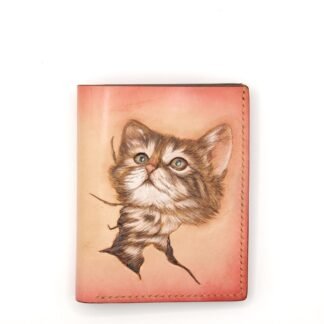 Hand-Carved Leather Wallet – Adorable Kitten Design, Cat Lover Gift, Handmade Feline-Inspired Wallet, Unique Pet Lover Accessory