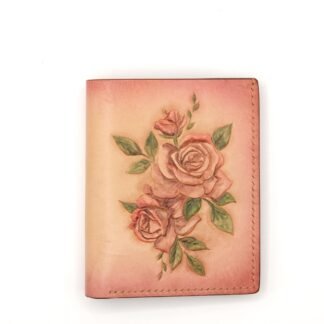 Hand-Carved Leather Wallet – Elegant Rose Floral Design, Handmade Leather Wallet for Women, Vintage-Inspired Floral Gift