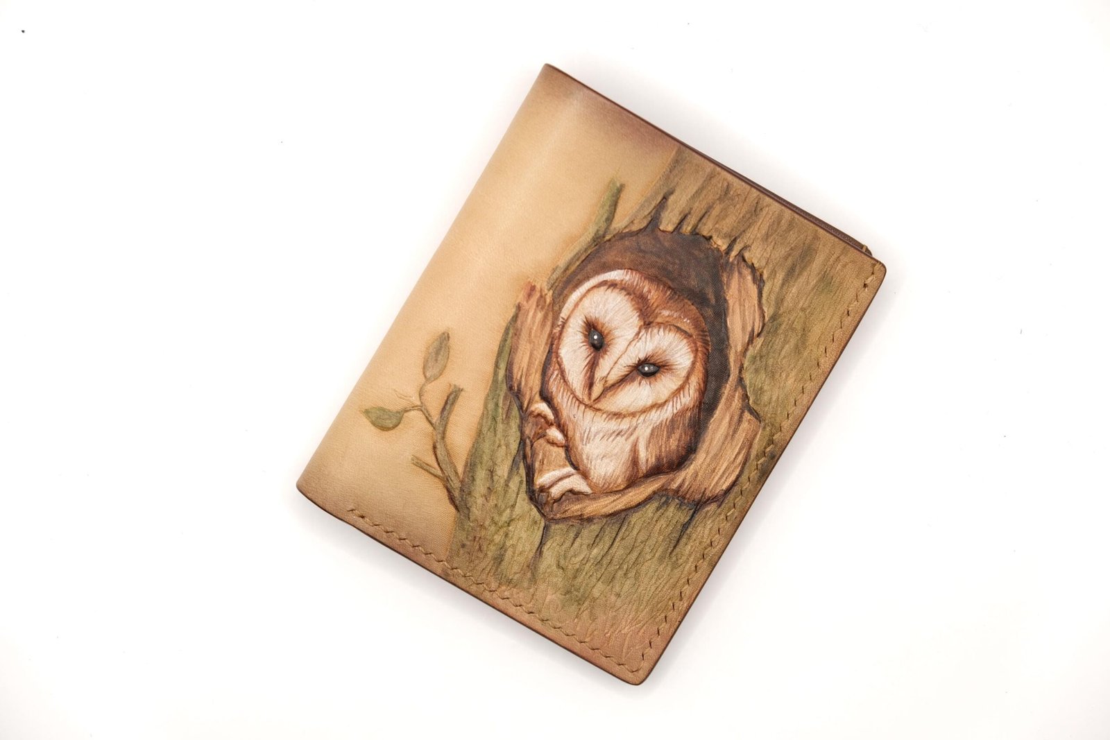 Alohaleather Hand-Carved Leather Wallet – Enchanting Owl Design - Image 2