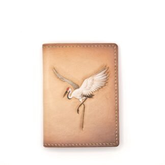Alohaleather Hand-Carved Leather Wallet – Elegant Crane Mini Card Wallet