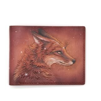 Brown Fox Hand-Carved Leather Wallet – Handmade Woodland Animal Wallet, Nature-Inspired Gift, Rustic Leather Accessory, Alohaleather