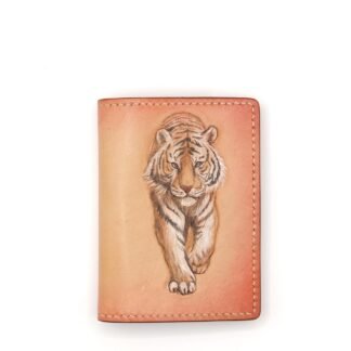 Alohaleather Tiger Mini Card Wallet – Hand-Carved Leather Unique Gift