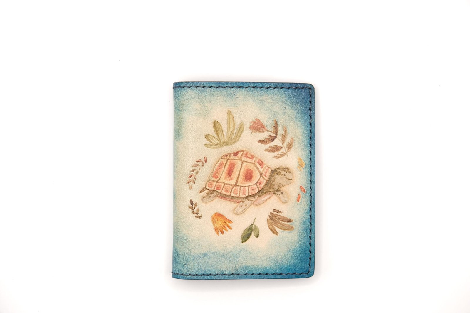 Alohaleather Hand-Carved Leather Wallet – Turtle Garden Mini Card Wallet