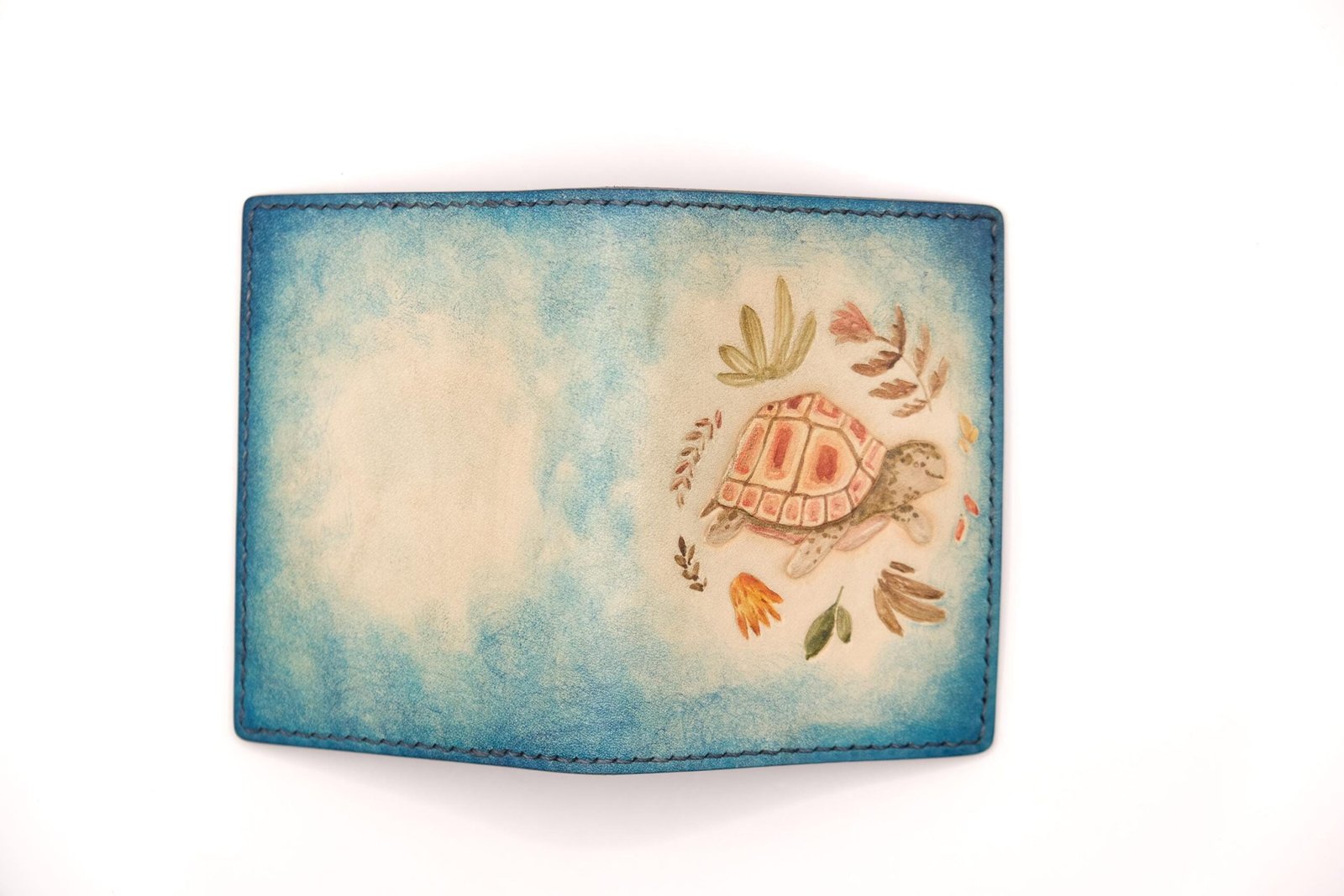 Alohaleather Hand-Carved Leather Wallet – Turtle Garden Mini Card Wallet - Image 6