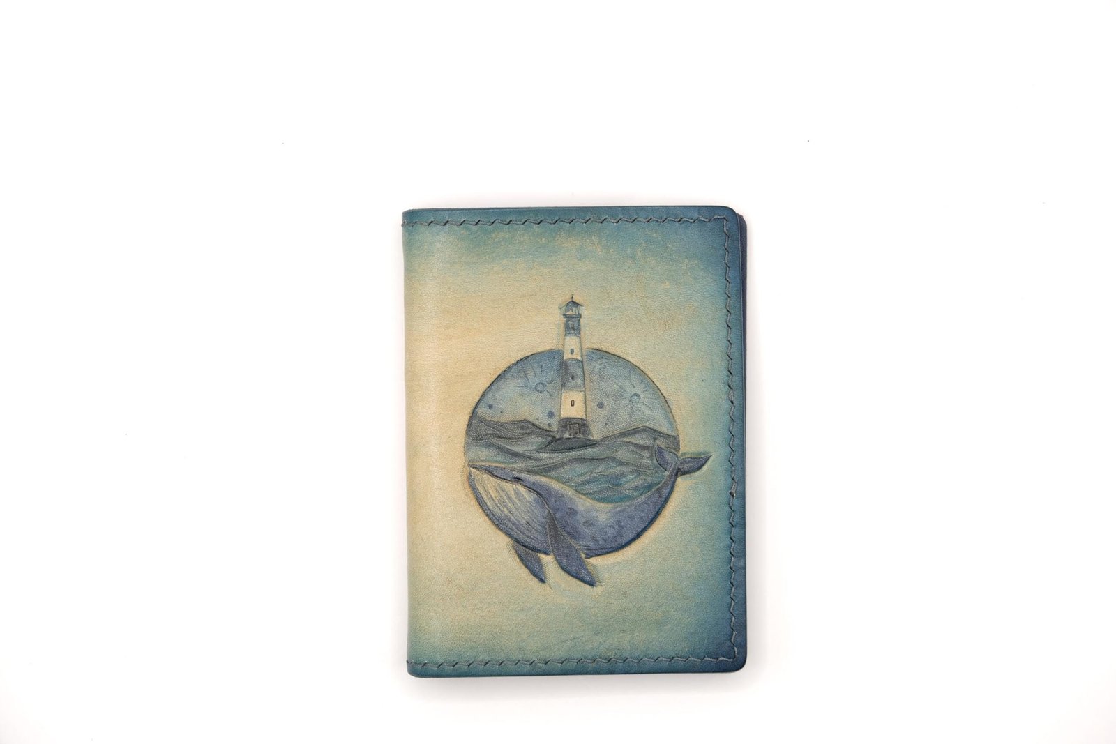 Alohaleather Hand-Carved Leather Wallet – Whale Lighthouse Mini Card Wallet