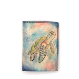 Alohaleather Hand-Carved Leather Wallet – Sea Turtle Drift Mini Card Wallet