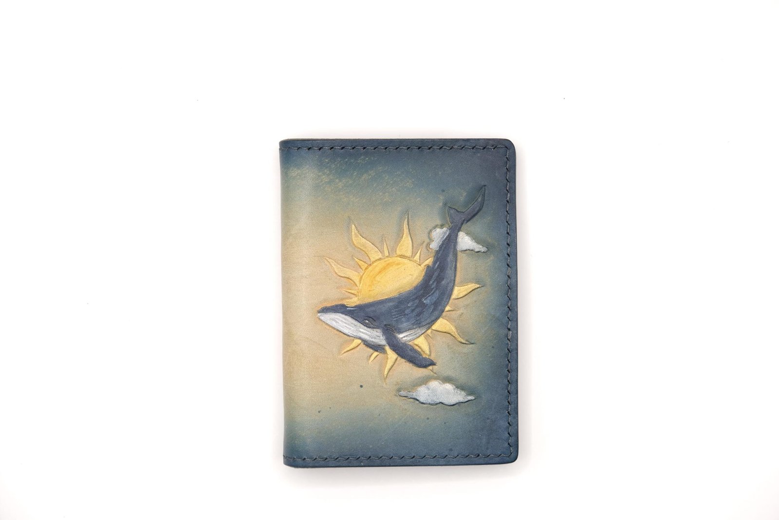 Alohaleather Hand-Carved Leather Wallet – Blue Whale Unique Wallet
